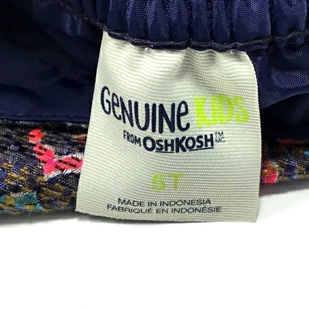 Genuine Kids From Oshkosh Pink Navy Blue and Metallic Embroidered Skirt Size 5T
